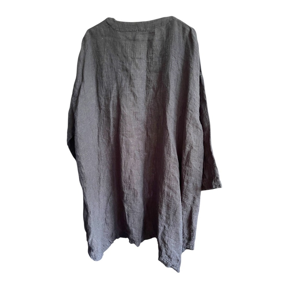 Eskandar 100% Linen Open Front Longline  Cardigan Coat Charcoal‎ Gray Lagenlook - Picture 7 of 7